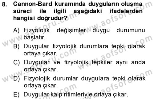Birey ve Davranış Dersi 2013 - 2014 Yılı (Vize) Ara Sınav Soruları 8. Soru