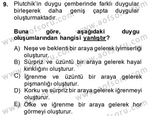 Birey ve Davranış Dersi 2013 - 2014 Yılı (Vize) Ara Sınav Soruları 9. Soru