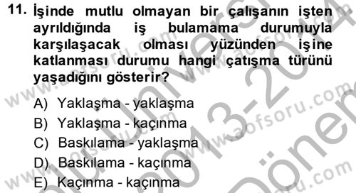 Birey ve Davranış Dersi 2013 - 2014 Yılı (Final) Dönem Sonu Sınav Soruları 11. Soru