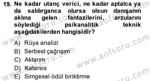 Birey ve Davranış Dersi 2013 - 2014 Yılı Tek Ders Sınav Soruları 19. Soru