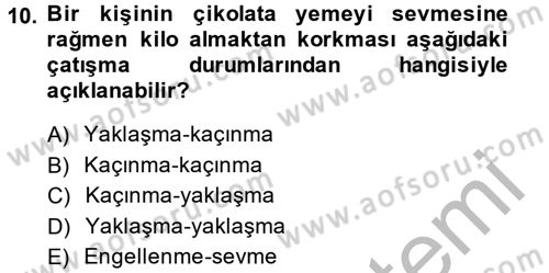 Birey ve Davranış Dersi 2014 - 2015 Yılı (Final) Dönem Sonu Sınav Soruları 10. Soru