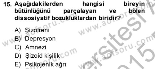 Birey ve Davranış Dersi 2014 - 2015 Yılı (Final) Dönem Sonu Sınav Soruları 15. Soru