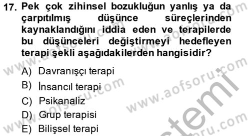 Birey ve Davranış Dersi 2014 - 2015 Yılı (Final) Dönem Sonu Sınav Soruları 17. Soru