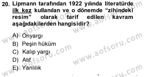 Birey ve Davranış Dersi 2014 - 2015 Yılı (Final) Dönem Sonu Sınav Soruları 20. Soru