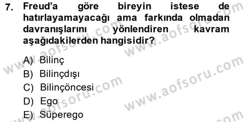 Birey ve Davranış Dersi 2014 - 2015 Yılı (Final) Dönem Sonu Sınav Soruları 7. Soru