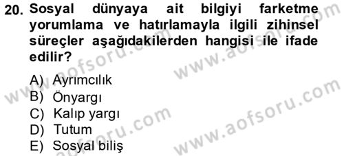 Birey ve Davranış Dersi 2014 - 2015 Yılı Tek Ders Sınavı 20. Soru