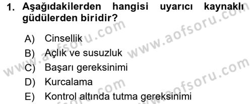 Birey ve Davranış Dersi 2015 - 2016 Yılı (Vize) Ara Sınav Soruları 1. Soru