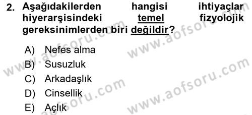 Birey ve Davranış Dersi 2015 - 2016 Yılı (Vize) Ara Sınav Soruları 2. Soru