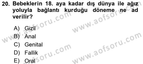 Birey ve Davranış Dersi 2015 - 2016 Yılı (Vize) Ara Sınav Soruları 20. Soru