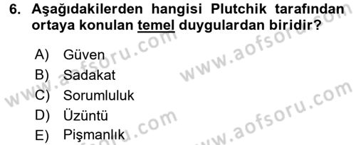 Birey ve Davranış Dersi 2015 - 2016 Yılı (Vize) Ara Sınav Soruları 6. Soru