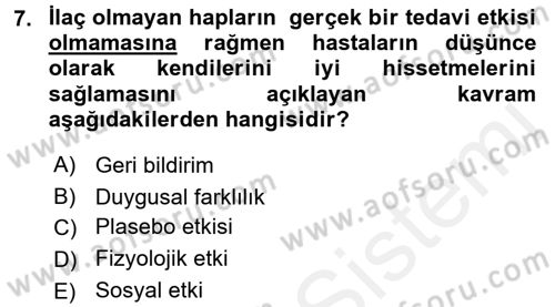 Birey ve Davranış Dersi 2015 - 2016 Yılı (Vize) Ara Sınav Soruları 7. Soru