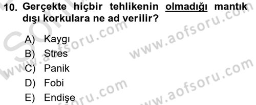 Birey ve Davranış Dersi 2015 - 2016 Yılı (Final) Dönem Sonu Sınav Soruları 10. Soru