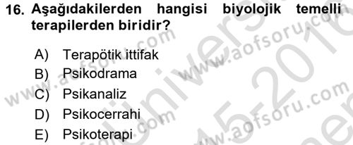 Birey ve Davranış Dersi 2015 - 2016 Yılı (Final) Dönem Sonu Sınav Soruları 16. Soru