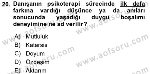 Birey ve Davranış Dersi 2015 - 2016 Yılı (Final) Dönem Sonu Sınav Soruları 20. Soru
