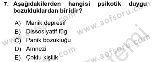 Birey ve Davranış Dersi 2015 - 2016 Yılı (Final) Dönem Sonu Sınav Soruları 7. Soru