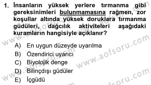 Birey ve Davranış Dersi 2015 - 2016 Yılı Tek Ders Sınavı 1. Soru