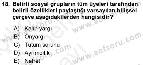 Birey ve Davranış Dersi 2015 - 2016 Yılı Tek Ders Sınav Soruları 18. Soru