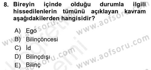 Birey ve Davranış Dersi 2015 - 2016 Yılı Tek Ders Sınav Soruları 8. Soru