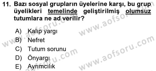 Birey ve Davranış Dersi 2016 - 2017 Yılı 3 Ders Sınav Soruları 11. Soru