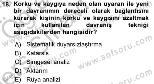 Birey ve Davranış Dersi 2016 - 2017 Yılı 3 Ders Sınav Soruları 18. Soru