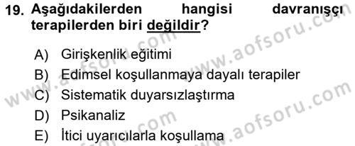 Birey ve Davranış Dersi 2016 - 2017 Yılı 3 Ders Sınav Soruları 19. Soru