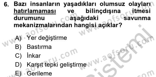 Birey ve Davranış Dersi 2016 - 2017 Yılı 3 Ders Sınav Soruları 6. Soru
