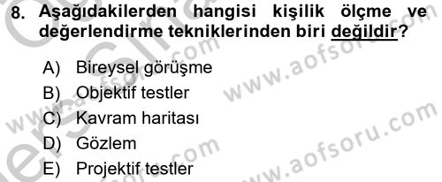 Birey ve Davranış Dersi 2016 - 2017 Yılı 3 Ders Sınav Soruları 8. Soru