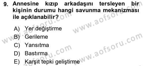 Birey ve Davranış Dersi 2016 - 2017 Yılı 3 Ders Sınav Soruları 9. Soru