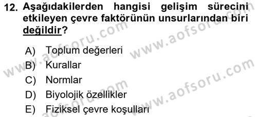 Birey ve Davranış Dersi 2016 - 2017 Yılı (Vize) Ara Sınav Soruları 12. Soru