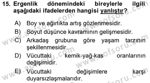 Birey ve Davranış Dersi 2016 - 2017 Yılı (Vize) Ara Sınav Soruları 15. Soru