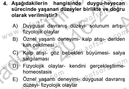 Birey ve Davranış Dersi 2016 - 2017 Yılı (Vize) Ara Sınav Soruları 4. Soru