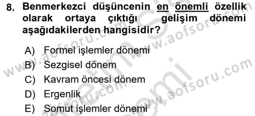 Birey ve Davranış Dersi 2016 - 2017 Yılı (Final) Dönem Sonu Sınav Soruları 8. Soru