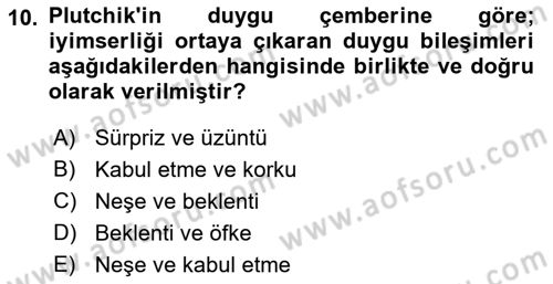 Birey ve Davranış Dersi 2017 - 2018 Yılı (Vize) Ara Sınav Soruları 10. Soru