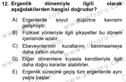 Birey ve Davranış Dersi 2017 - 2018 Yılı (Vize) Ara Sınav Soruları 12. Soru