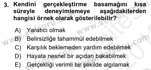 Birey ve Davranış Dersi 2017 - 2018 Yılı (Vize) Ara Sınav Soruları 3. Soru