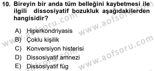 Birey ve Davranış Dersi 2017 - 2018 Yılı (Final) Dönem Sonu Sınav Soruları 10. Soru