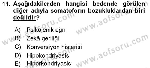 Birey ve Davranış Dersi 2017 - 2018 Yılı (Final) Dönem Sonu Sınav Soruları 11. Soru