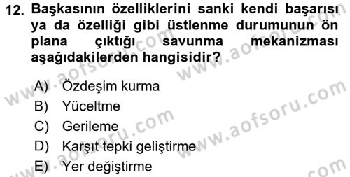Birey ve Davranış Dersi 2017 - 2018 Yılı (Final) Dönem Sonu Sınav Soruları 12. Soru