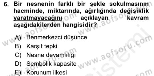Birey ve Davranış Dersi 2017 - 2018 Yılı (Final) Dönem Sonu Sınav Soruları 6. Soru