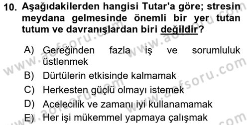 Birey ve Davranış Dersi 2018 - 2019 Yılı 3 Ders Sınav Soruları 10. Soru