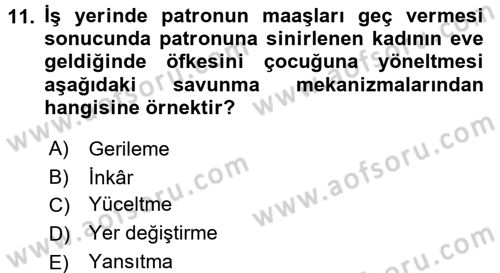 Birey ve Davranış Dersi 2018 - 2019 Yılı 3 Ders Sınav Soruları 11. Soru
