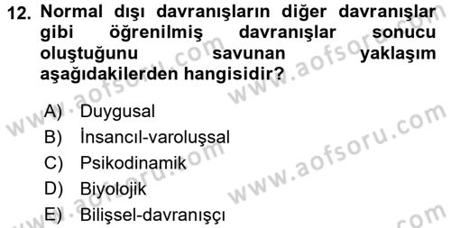 Birey ve Davranış Dersi 2018 - 2019 Yılı 3 Ders Sınav Soruları 12. Soru