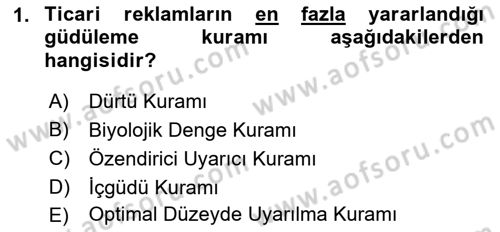 Birey ve Davranış Dersi 2018 - 2019 Yılı (Vize) Ara Sınavı 1. Soru