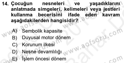 Birey ve Davranış Dersi 2018 - 2019 Yılı (Vize) Ara Sınav Soruları 14. Soru