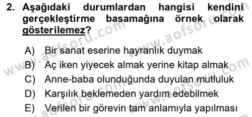 Birey ve Davranış Dersi 2018 - 2019 Yılı (Vize) Ara Sınav Soruları 2. Soru