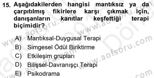 Birey ve Davranış Dersi 2018 - 2019 Yılı (Final) Dönem Sonu Sınav Soruları 15. Soru