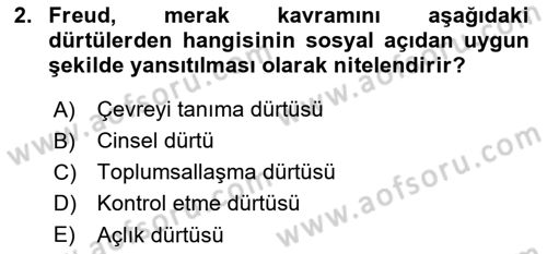 Birey ve Davranış Dersi 2018 - 2019 Yılı (Final) Dönem Sonu Sınav Soruları 2. Soru