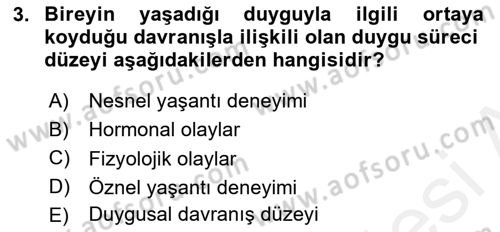 Birey ve Davranış Dersi 2018 - 2019 Yılı (Final) Dönem Sonu Sınav Soruları 3. Soru