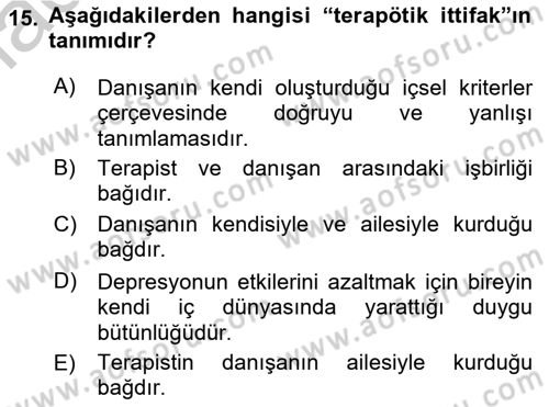 Birey ve Davranış Dersi 2018 - 2019 Yılı Yaz Okulu Sınav Soruları 15. Soru