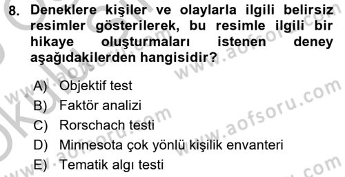 Birey ve Davranış Dersi 2018 - 2019 Yılı Yaz Okulu Sınav Soruları 8. Soru